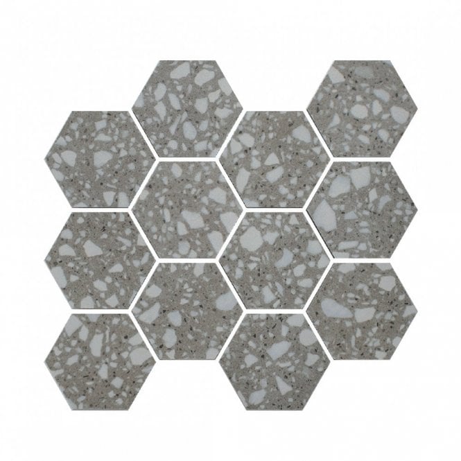 7.3cm Hex Terrazzo Middle Grey 26cm x 27.8cm Wall & Floor Tile