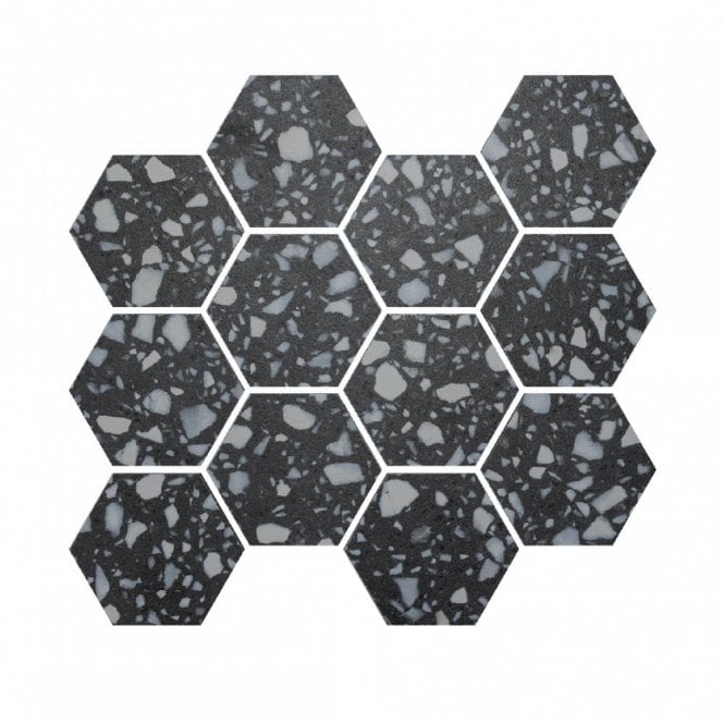 7.3cm Hex Terrazzo Nero 26cm x 27.8cm Wall & Floor Tile