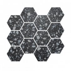 7.3cm Hex Terrazzo Nero 26cm x 27.8cm Wall & Floor Tile