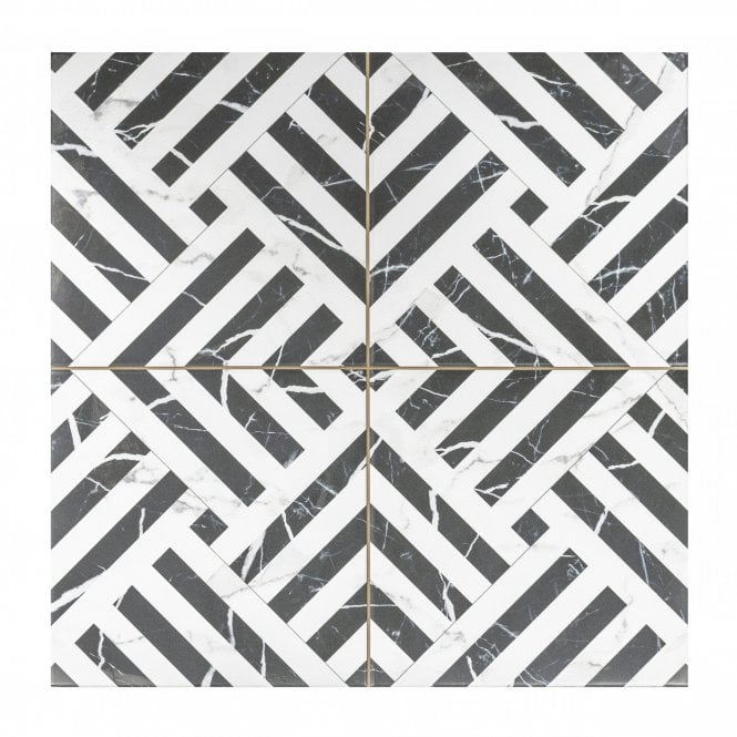 Apollon Charcoal/Black Pre-Cut 45cm x 45cm Wall & Floor Tile