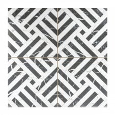 Apollon Charcoal/Black Pre-Cut 45cm x 45cm Wall & Floor Tile