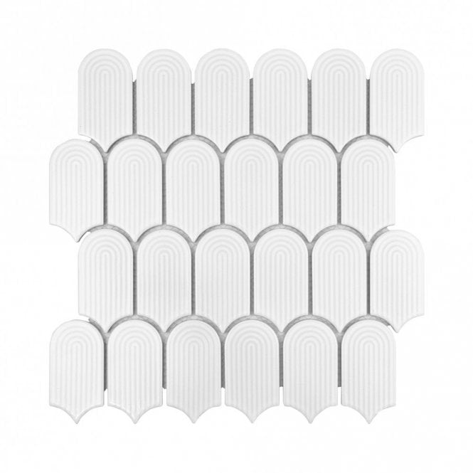 Arcs Daisy White 28.8cm x 29.7cm Mosaic Tile