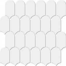 Arcs Plain Glossy White 29.7cm x 28.8cm Mosaic Tile
