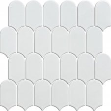 Arcs Plain Matt White 29.7cm x 28.8cm Mosaic Tile
