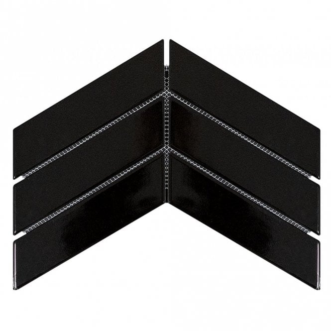 Arrow Black Glossy (4.5cm x 18cm) 22.4cm x 31.85cm Mosaic Tile