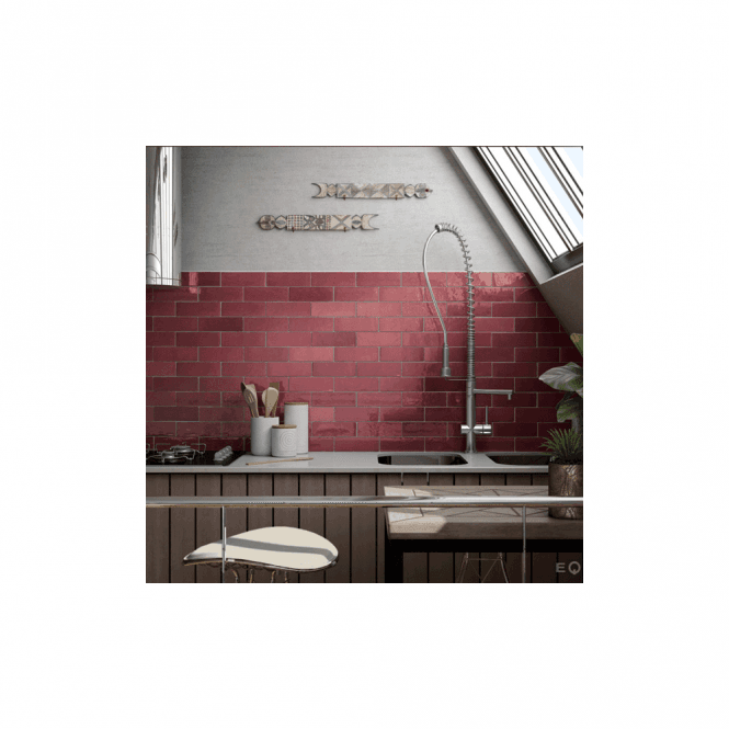 Artisan Burgundy 6.5cm x 20cm Wall Tile