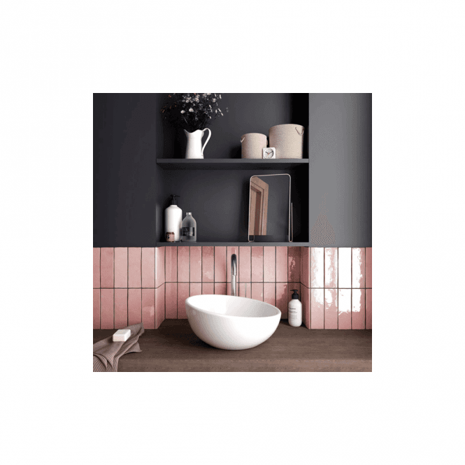 Artisan Rose Mallow 6.5cm x 20cm Wall Tile