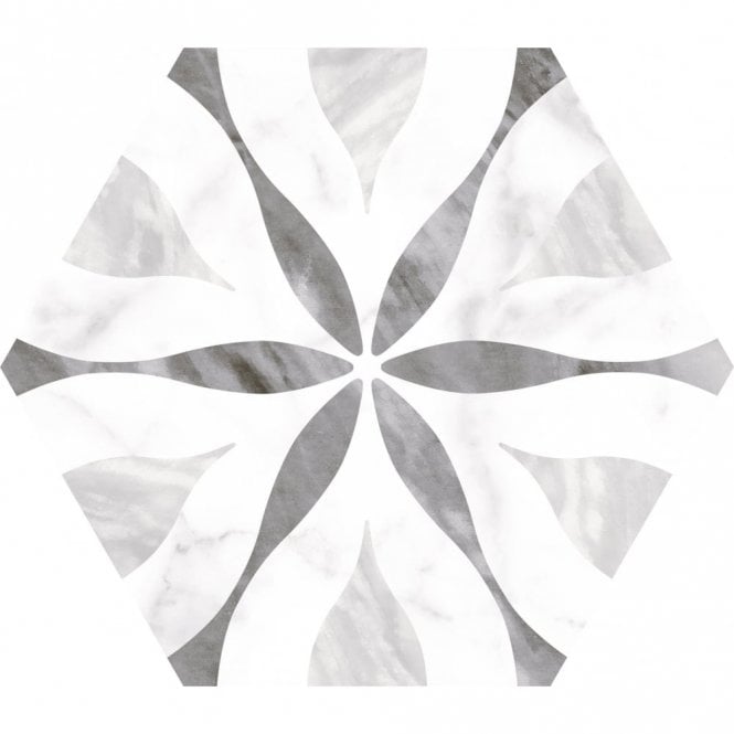 Bardiglio Hexagon Flower 17.5cm x 20cm Wall & Floor Tile