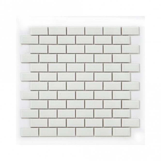 Bevel Glossy White (2.3cm x 4.8cm) 30cm x 30cm Mosaic Tile