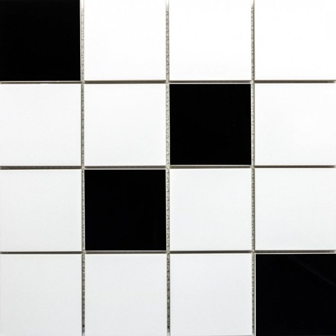 Blanco & Nero Polished Square 30cm x 30cm Mosaic Tile