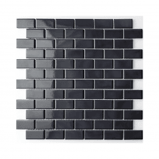 Brick Black Glossy (2.3cmx4.8cm) 30cm x 30cm Mosaic Wall & Floor Tile