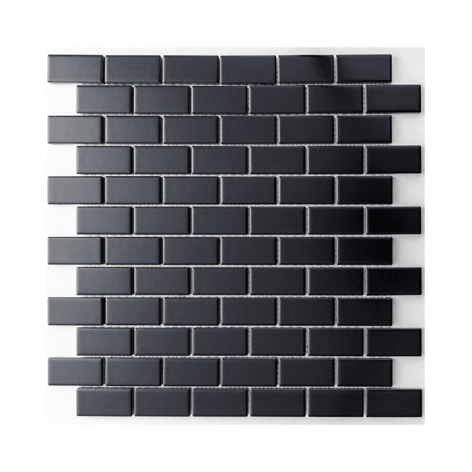 Brick Black Matte (2.3cm x 4.8cm) 30cm x 30cm Wall & Floor Tile