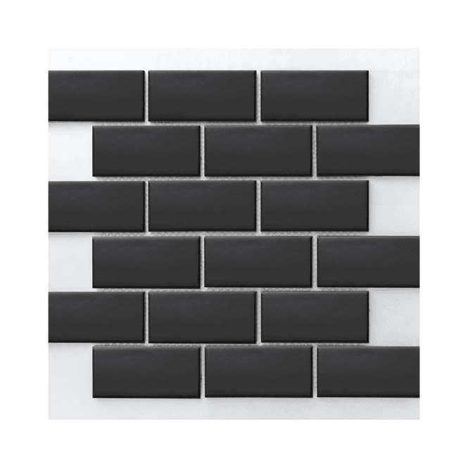 Brick Black Matte (4.5cm x 9.5cm) 29.1cm x 29.55cm Wall & Floor Tile