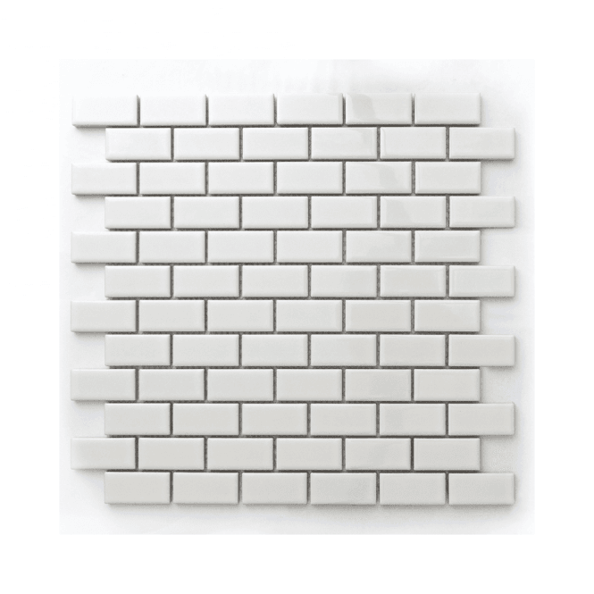 Brick White Glossy (2.3cm x 4.8cm) 30cm x 30cm Wall & Floor Tile