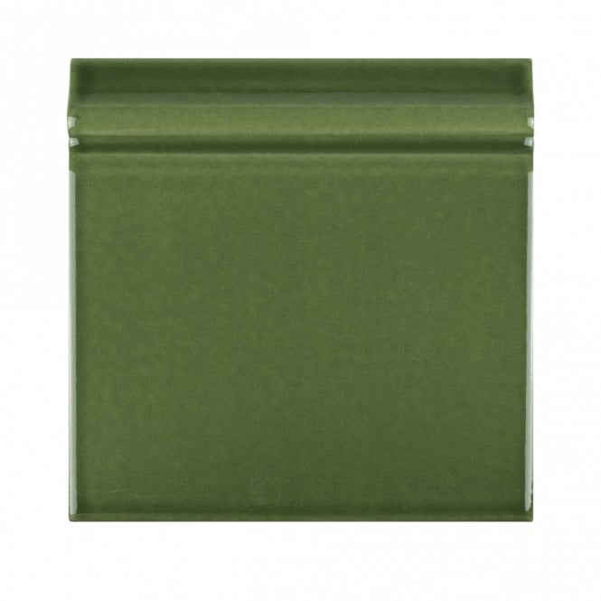 British Ceramic Tile Puddle Glaze Green Apple 15cm x 15cm Skirting Tile