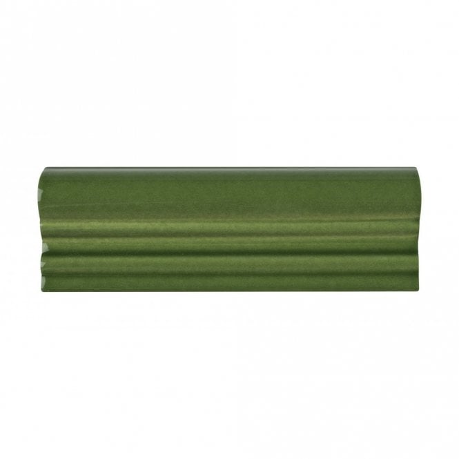 British Ceramic Tile Puddle Glaze Green Apple 5cm x 15cm Border Tile