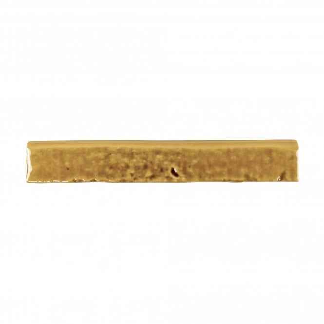 Bullnose Mustard Crackle 3.8cm x 23.5cm Wall Tile