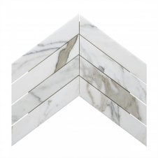 Chevron Calacatta Gold Honed & Polished (6.4cm x 26.7cm) 43.1x26.2 Mosaic Tile
