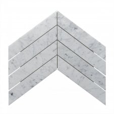 Chevron Carrara White Honed & Polished (6.4cm x 26.7cm) 43.1x26.2 Mosaic Tile