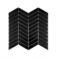 Chevron Glossy Black (2.3cm x 8.5cm) 28.85cm x 30.25cm Wall & Floor Tile