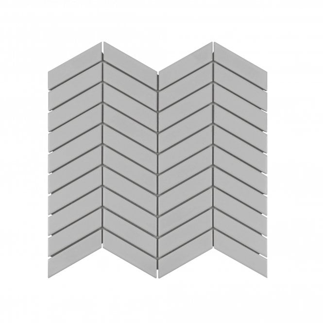 Chevron Glossy Grey (2.3cm x 8.5cm) 28.85cm x 30.25cm Wall & Floor Tile