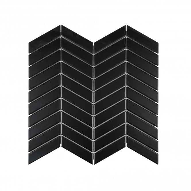Chevron Matt Black (2.3cm x 8.5cm) 28.85cm x 30.25cm Wall & Floor Tile
