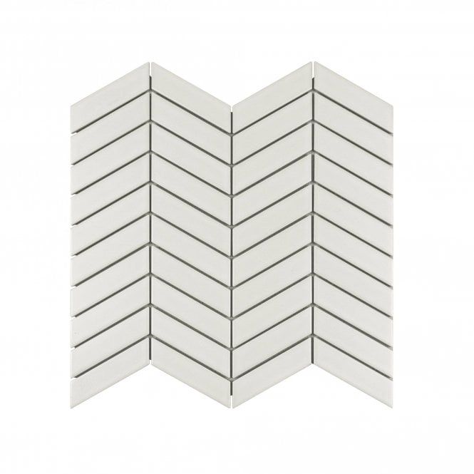 Chevron Matt White (2.3cm x 8.5cm) 28.85cm x 30.25cm Wall & Floor Tile