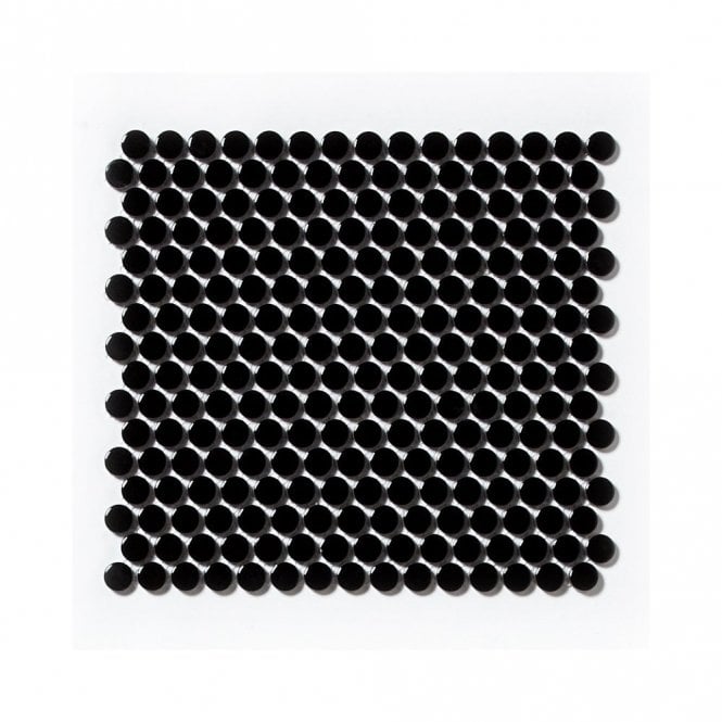 Circle Black Glossy Porcelain 29.4cm x 31.5cm Mosaic Tile