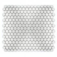 Circle White Full Body Unglazed Porcelain 29.1cm x 31.5cm Mosaic Tile