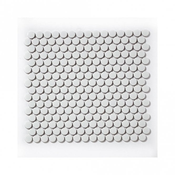 Circle White Glossy Porcelain 29.4cm x 31.5cm Mosaic Tile