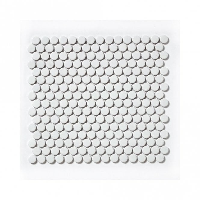 Circle White Matt Porcelain 29.4cm x 31.5cm Mosaic Tile