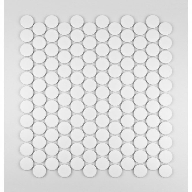 Circle XL White Matt Porcelain 31.2cm x 33cm Mosaic Tile