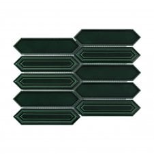Crystal Picket Bottle Green (4.8cm x 19.8cm) 25.5cm x 35.3cm Mosaic Tile