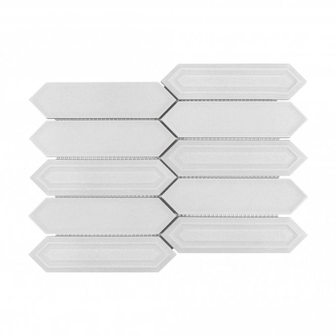 Crystal Picket Dorian Grey (4.8cm x 19.8cm) 25.5cm x 35.3cm Mosaic Tile