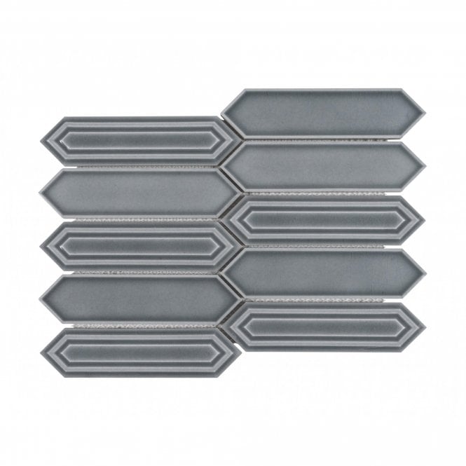 Crystal Picket Earl Grey (4.8cm x 19.8cm) 25.5cm x 35.3cm Mosaic Tile