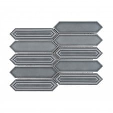 Crystal Picket Earl Grey (4.8cm x 19.8cm) 25.5cm x 35.3cm Mosaic Tile