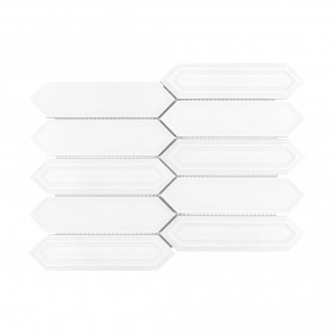 Crystal Picket White (4.8cm x 19.8cm) 25.5cm x 35.3cm Mosaic Tile