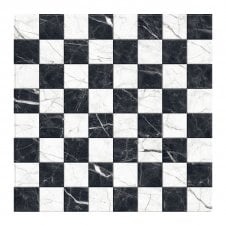 Design Darwin Black and White Marble-Effect Anti-Slip 40cm x 40cm Wall and Floor Tile