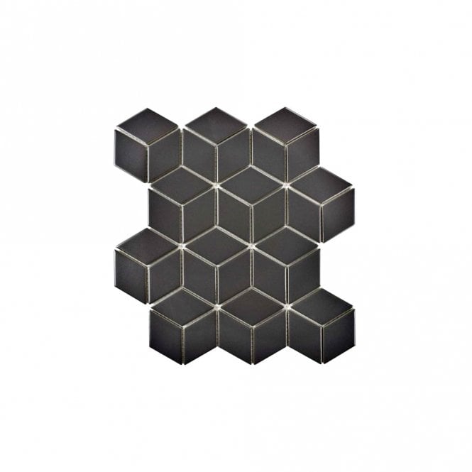 Diamond 3D Black Matt (4.8cm x 4.8cm) 26.6cm x 30.5cm Mosaic Tile
