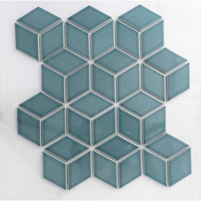 Diamond 3D Blue (4.8cm x 8.3cm) 26.75cm x 30.9cm Mosaic Tile