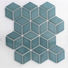 Diamond 3D Blue (4.8cm x 8.3cm) 26.75cm x 30.9cm Mosaic Tile