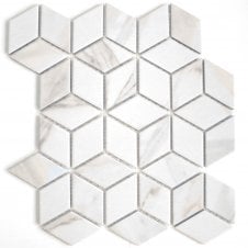 Diamond 3D Calacatta (4.8cm x 4.8cm) 26.6cm x 30.5cm Mosaic Tile