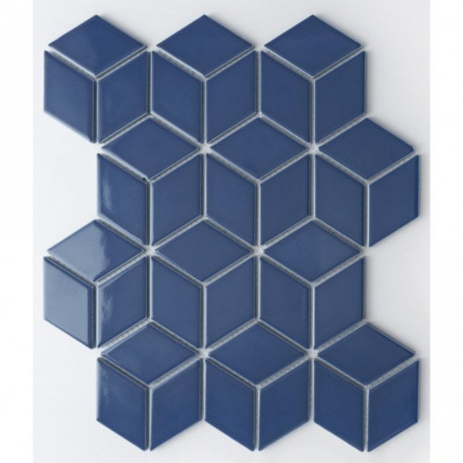Diamond 3D Dark Blue (4.8cm x 8.3cm) 26.7cm x 30cm Mosaic Tile