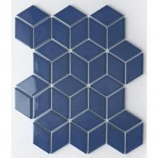 Diamond 3D Dark Blue (4.8cm x 8.3cm) 26.7cm x 30cm Mosaic Tile