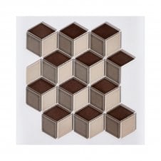 Diamond 3D Mix Brown (4.8cm x 4.8cm) 26.6cm x 30.5cm Mosaic Tile