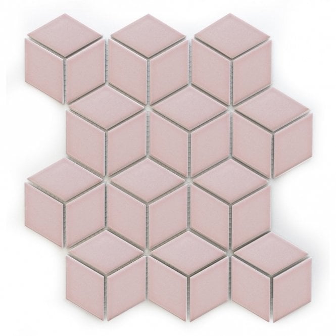Diamond 3D Pink (4.8cm x 8.3cm) 26.75cm x 30cm Mosaic Tile