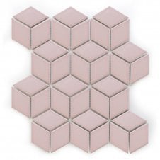 Diamond 3D Pink (4.8cm x 8.3cm) 26.75cm x 30cm Mosaic Tile