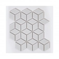Diamond 3D White Glossy (4.8cm x 4.8cm) 26.6cm x 30.5cm Mosaic Tile