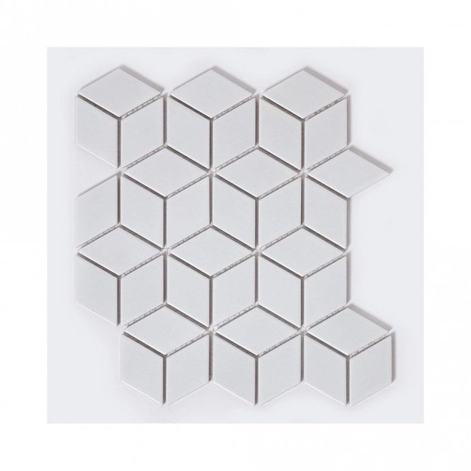 Diamond 3D White Matt (4.8cm x 4.8cm) 26.6cm x 30.5cm Mosaic Tile