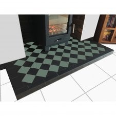 Diamond Green Chequer Fireplace Quarry Hearth Tile Set (Full Set Deal)